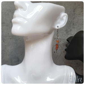Orvosi fém levél fülbevaló narancs cirkon ásványgolyóval - ékszer - fülbevaló - lógó fülbevaló - Meska.hu