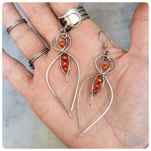 Orvosi fém levél fülbevaló narancs cirkon ásványgolyóval - ékszer - fülbevaló - lógó fülbevaló - Meska.hu