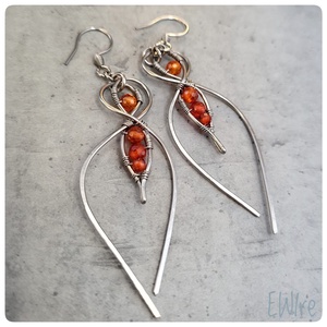 Orvosi fém levél fülbevaló narancs cirkon ásványgolyóval, Ékszer, Fülbevaló, Lógó fülbevaló, Ékszerkészítés, MESKA