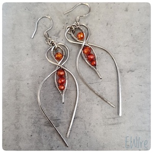 Orvosi fém levél fülbevaló narancs cirkon ásványgolyóval - ékszer - fülbevaló - lógó fülbevaló - Meska.hu