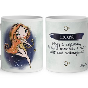 Személyre szabható - Vörös hajú Csini Nyilas lány mintás bögre - Meska.hu