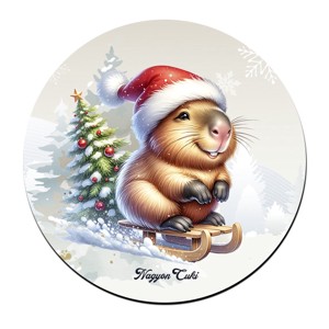 Vidám szánkós capybara mintás pohár alátét, , , MESKA