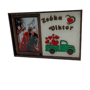 Szerelemkeret-autós (fehér színű/keretes kivitel) - Asztali/fali képkeret, Otthon & Életmód, Dekoráció, Asztal és polc dekoráció, Asztaldísz, Famegmunkálás, Gravírozás, pirográfia, MESKA