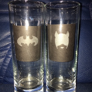 Batman és Catwomen (macskanő) 2 db-os long drink üveg pohár szett kézzel gravírozott  férfi ajándék, bögre -  - Meska.hu