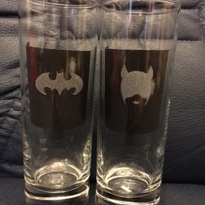 Batman és Catwomen (macskanő) 2 db-os long drink üveg pohár szett kézzel gravírozott  férfi ajándék, bögre -  - Meska.hu