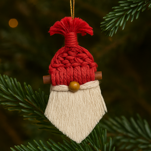 Mikulás makramé karácsonyfadísz - Meska.hu