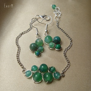 Zöld ásvány karkötő és fülbevaló szett - ékszer - ékszerszett - Meska.hu