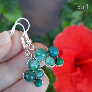 Zöld ásvány karkötő és fülbevaló szett - ékszer - ékszerszett - Meska.hu