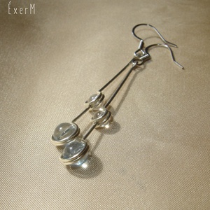 Crystal clear áttetsző ásvány duo fülbevaló - ékszer - fülbevaló - lógó fülbevaló - Meska.hu
