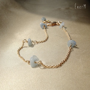 Akvamarin minimalista ásvány karkötő - ékszer - karkötő - lánc karkötő - Meska.hu