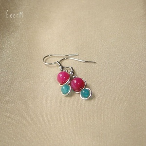 Pink-kék ásvány mini duo fülbevaló - ékszer - fülbevaló - lógó fülbevaló - Meska.hu