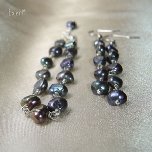 Fekete tenyésztett gyöngy karkötő - ékszer - karkötő - gyöngyös karkötő - Meska.hu