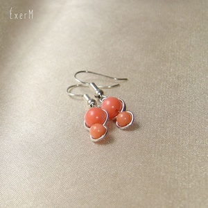 Pink korall mini duo fülbevaló - ékszer - fülbevaló - lógó fülbevaló - Meska.hu