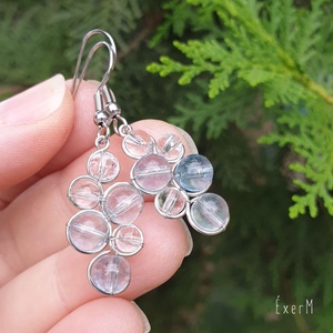 Crystal clear áttetsző ásvány fürt fülbevaló - ékszer - fülbevaló - lógó fülbevaló - Meska.hu