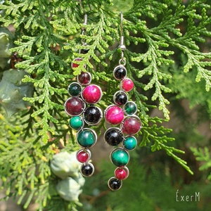 Magenta-zöld-fekete statement ávány fülbevaló - ékszer - fülbevaló - lógó fülbevaló - Meska.hu Magenta-zöld-fekete statement ávány fülbevaló - ékszer - fülbevaló - lógó fülbevaló - Meska.hu