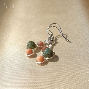 Zöld-barna ásvány trio fülbevaló - ékszer - fülbevaló - lógó fülbevaló - Meska.hu Zöld-barna ásvány trio fülbevaló - ékszer - fülbevaló - lógó fülbevaló - Meska.hu