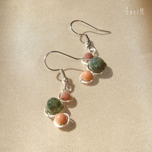 Zöld-barna ásvány trio fülbevaló - ékszer - fülbevaló - lógó fülbevaló - Meska.hu Zöld-barna ásvány trio fülbevaló - ékszer - fülbevaló - lógó fülbevaló - Meska.hu