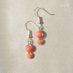 Pink korall mini duo fülbevaló - ékszer - fülbevaló - lógó fülbevaló - Meska.hu