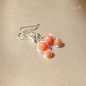 Pink korall mini duo fülbevaló - ékszer - fülbevaló - lógó fülbevaló - Meska.hu