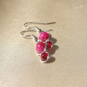 Pink ásvány mini duo fülbevaló - ékszer - fülbevaló - lógó fülbevaló - Meska.hu