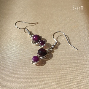Lila achát ásvány duo fülbevaló - ékszer - fülbevaló - lógó fülbevaló - Meska.hu