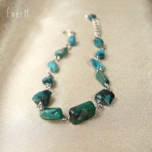 Kékeszöld krizokolla ásvány karkötő - ékszer - karkötő - gyöngyös karkötő - Meska.hu