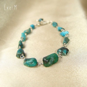 Kékeszöld krizokolla ásvány karkötő - ékszer - karkötő - gyöngyös karkötő - Meska.hu