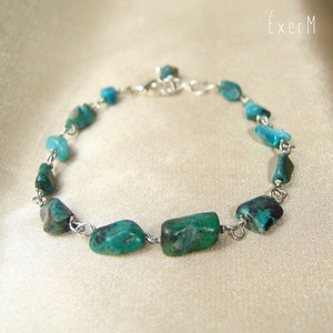 Kékeszöld krizokolla ásvány karkötő - Meska.hu