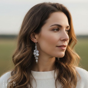 Felhő - fehér statement ásvány fülbevaló - ékszer - fülbevaló - lógó fülbevaló - Meska.hu