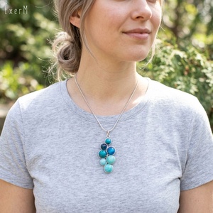 Kék fürt ásvány medálos nyaklánc - ékszer - nyaklánc - medálos nyaklánc - Meska.hu