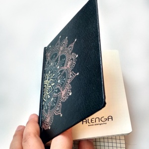 Mandala mintás kockás ezüst-rózsaarany színű jegyzetfüzet/napló- A/6-os, szabadkézzel festett egyedi vonalas notesz -  - Meska.hu