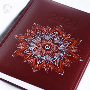 Bodró határidőnapló mandala mintával, rosegold-halványkék-vörösréz, A/5-ös, napi beosztású naptár, festett egyedi napló - otthon & életmód - papír, írószer - jegyzetfüzet & napló - Meska.hu