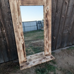 Fürdőszoba tükör polccal, rusztikus képkeret natúr színben - otthon & életmód - dekoráció - kép & falikép - képkeret - Meska.hu