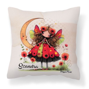Névvel kérhető - Cuki pipacs tündérlány és a hold mintás párna, Otthon & Életmód, Lakástextil, Párna & Párnahuzat, Díszpárna (belsővel együtt), , MESKA