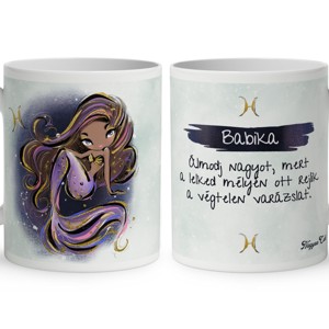 Személyre szabható - Barna hajú Csini Halak lány mintás bögre, Otthon & Életmód, Konyhafelszerelés, tálalás, Tálalás, Bögre & Csésze, , MESKA
