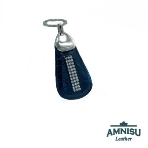 Fekete lakk krokkómintás csepp alakú swarovski köves kulcstartó H8024 - Meska.hu