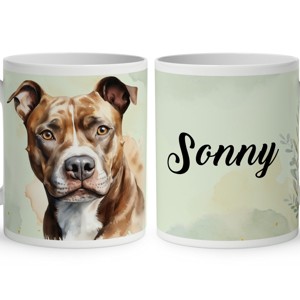 Névvel kérhető - Barna Amerikai Pitbull terrier portré mintás bögre, Otthon & Életmód, Konyhafelszerelés, tálalás, Tálalás, Bögre & Csésze, , MESKA