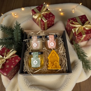 3 féle méz +  gyertyaálasztható - élelmiszer - gourmet ajándékcsomag - Meska.hu