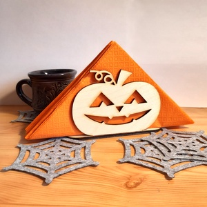 Halloween tök szalvéta tartó - otthon & életmód - dekoráció - halloween - halloweeni dekoráció - Meska.hu