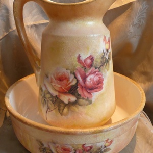 Régi mosdótál és kancsó új köntösben -  - Meska.hu