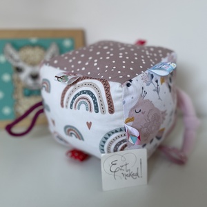 Babakocka - lányos, pasztell mintával, Baba - mama, Babalátogató ajándékcsomag, Varrás, MESKA