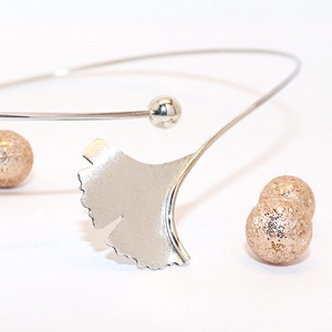 Ginkgo biloba, mattírozott, női ezüst nyakék (EGK.22) - ékszer - nyaklánc - nyakpánt, gallér - Meska.hu