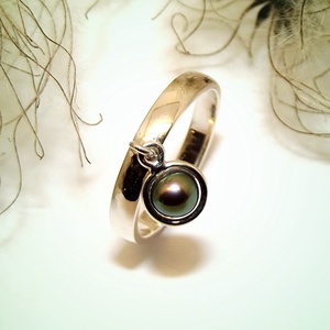 Karikagyűrű mozgó szürke gyönggyel, női ezüst gyűrű, 57-es méret (EGY.201), Ékszer, Gyűrű, Gyöngyös gyűrű, Ékszerkészítés, Ötvös, MESKA