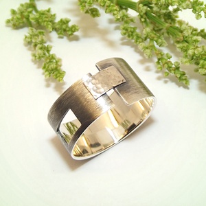 Kubizmus, női ezüst gyűrű, 58-as méret, állítható (EGY.221), Ékszer, Gyűrű, Kerek gyűrű, Ékszerkészítés, Ötvös, MESKA