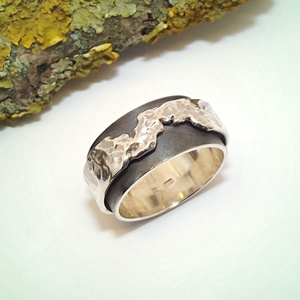 Dupla karika kalapálva, női ezüst gyűrű, 57-es méret (VDU.02), Ékszer, Gyűrű, Statement gyűrű, Ékszerkészítés, Ötvös, MESKA