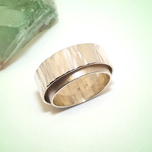 Dupla karika, keresztben kalapált, női ezüst gyűrű, 56-os méret (VDU.06), Ékszer, Gyűrű, Statement gyűrű, Ékszerkészítés, Ötvös, MESKA