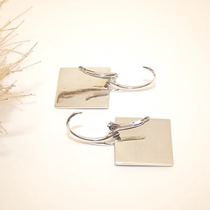 Piros pipacsos téglalap, patentos, női ezüst fülbevaló pár (EPK.15) - ékszer - fülbevaló - lógó fülbevaló - Meska.hu