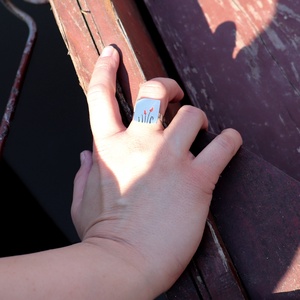 Piros tulipános négyzet, női ezüst gyűrű, 59-es méret, állítható (ETK.19) - ékszer - gyűrű - statement gyűrű - Meska.hu