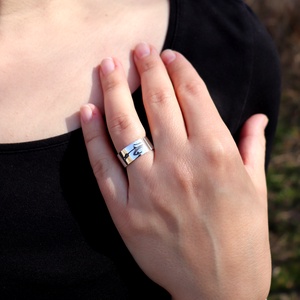 Antikolt, tulipános, nyitott, női ezüst gyűrű, 57-es méret, állítható (ETK.27) - ékszer - gyűrű - kerek gyűrű - Meska.hu