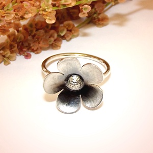 Virág, női ezüst gyűrű, 57-es méret (VVA.10), Ékszer, Gyűrű, Statement gyűrű, Ékszerkészítés, Ötvös, MESKA